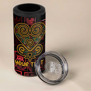 Afro-American Culture 4 in 1 Can Cooler Tumbler Adinkra Sankofa Heart - Cosmic Red