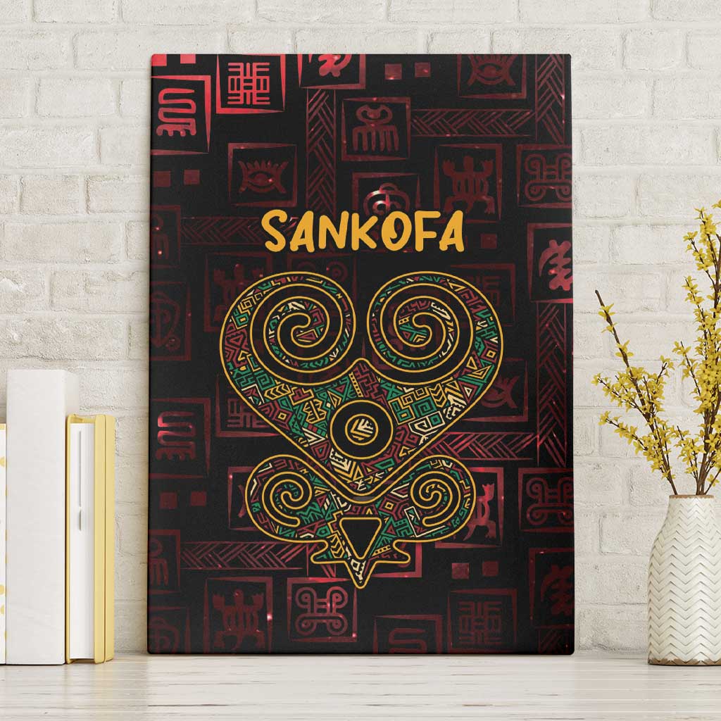 Afro-American Culture Canvas Wall Art Adinkra Sankofa Heart - Cosmic Red