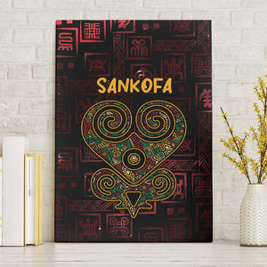 Afro-American Culture Canvas Wall Art Adinkra Sankofa Heart - Cosmic Red