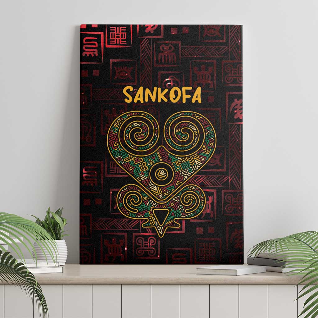 Afro-American Culture Canvas Wall Art Adinkra Sankofa Heart - Cosmic Red