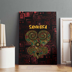 Afro-American Culture Canvas Wall Art Adinkra Sankofa Heart - Cosmic Red