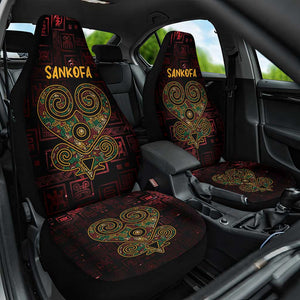 Afro-American Culture Car Seat Cover Adinkra Sankofa Heart - Cosmic Red