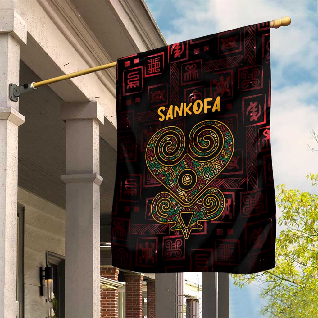 Afro-American Culture Garden Flag Adinkra Sankofa Heart - Cosmic Red