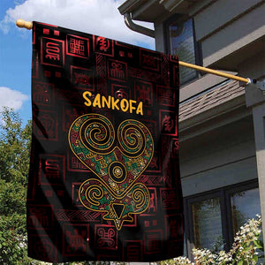 Afro-American Culture Garden Flag Adinkra Sankofa Heart - Cosmic Red