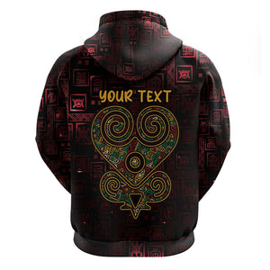 Afro-American Culture Hoodie Adinkra Sankofa Heart - Cosmic Red