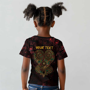Afro-American Culture Kid T shirt Adinkra Sankofa Heart - Cosmic Red