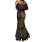 Afro-American Culture Mermaid Dress Adinkra Sankofa Heart - Cosmic Red