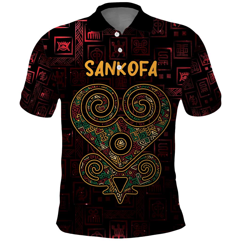 Afro-American Culture Polo Shirt Adinkra Sankofa Heart - Cosmic Red