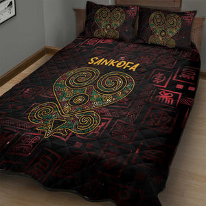 Afro-American Culture Quilt Bed Set Adinkra Sankofa Heart - Cosmic Red