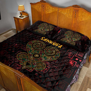 Afro-American Culture Quilt Bed Set Adinkra Sankofa Heart - Cosmic Red