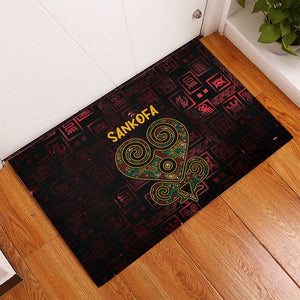 Afro-American Culture Rubber Doormat Adinkra Sankofa Heart - Cosmic Red