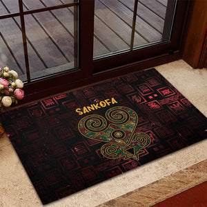 Afro-American Culture Rubber Doormat Adinkra Sankofa Heart - Cosmic Red