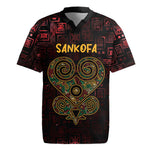 Afro-American Culture Rugby Jersey Adinkra Sankofa Heart - Cosmic Red