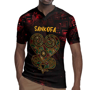 Afro-American Culture Rugby Jersey Adinkra Sankofa Heart - Cosmic Red