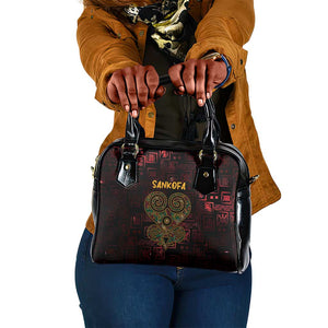 Afro-American Culture Shoulder Handbag Adinkra Sankofa Heart - Cosmic Red