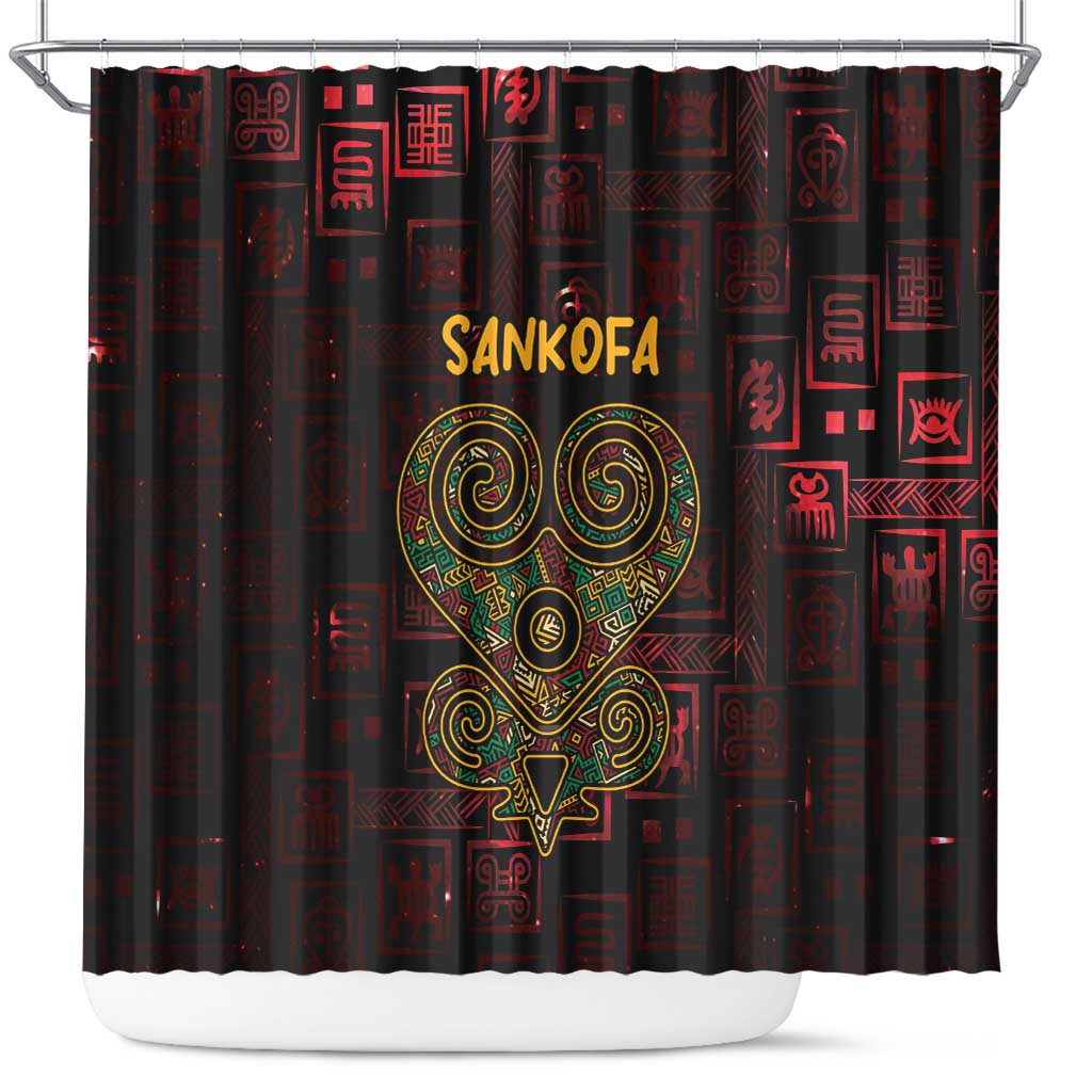 Afro-American Culture Shower Curtain Adinkra Sankofa Heart - Cosmic Red