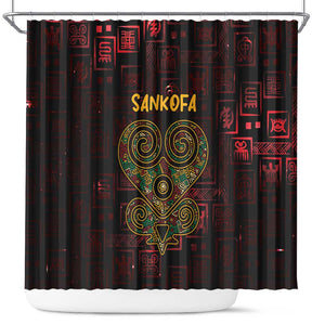 Afro-American Culture Shower Curtain Adinkra Sankofa Heart - Cosmic Red