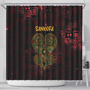 Afro-American Culture Shower Curtain Adinkra Sankofa Heart - Cosmic Red