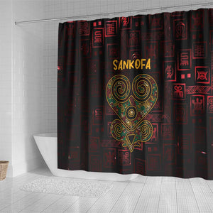 Afro-American Culture Shower Curtain Adinkra Sankofa Heart - Cosmic Red