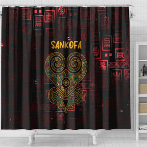 Afro-American Culture Shower Curtain Adinkra Sankofa Heart - Cosmic Red