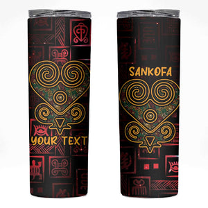 Afro-American Culture Skinny Tumbler Adinkra Sankofa Heart - Cosmic Red