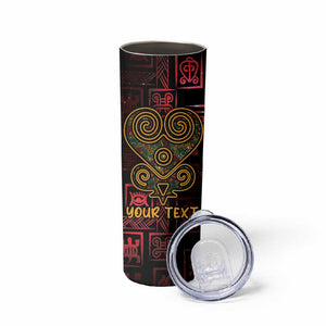 Afro-American Culture Skinny Tumbler Adinkra Sankofa Heart - Cosmic Red