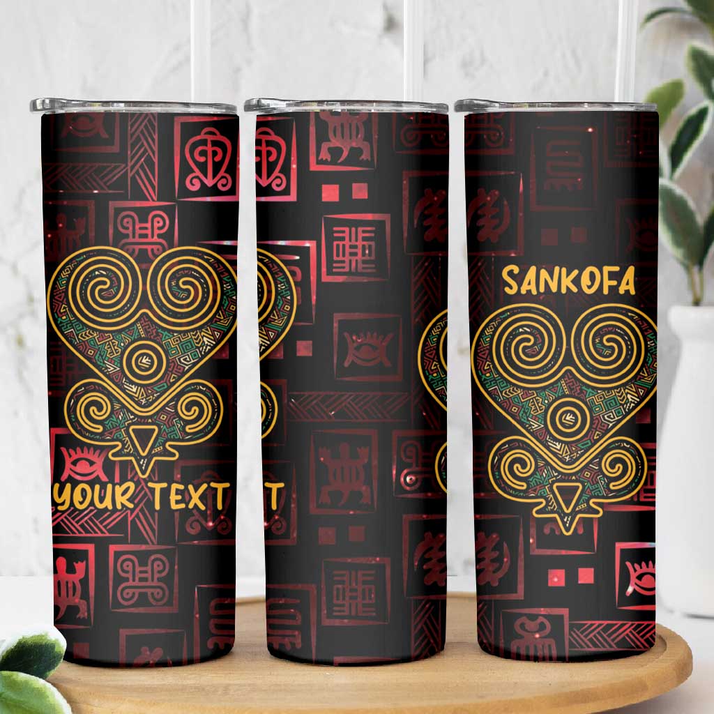 Afro-American Culture Skinny Tumbler Adinkra Sankofa Heart - Cosmic Red