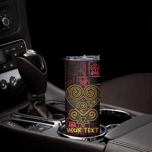 Afro-American Culture Skinny Tumbler Adinkra Sankofa Heart - Cosmic Red