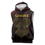 Afro-American Culture Sleeveless Zip Hoodie Adinkra Sankofa Heart - Cosmic Red - African Pride