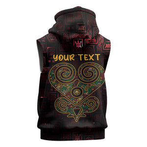 Afro-American Culture Sleeveless Zip Hoodie Adinkra Sankofa Heart - Cosmic Red - African Pride
