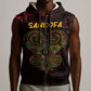 Afro-American Culture Sleeveless Zip Hoodie Adinkra Sankofa Heart - Cosmic Red - African Pride