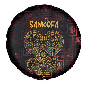 Afro-American Culture Spare Tire Cover Adinkra Sankofa Heart - Cosmic Red