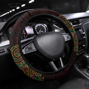 Afro-American Culture Steering Wheel Cover Adinkra Sankofa Heart - Cosmic Red