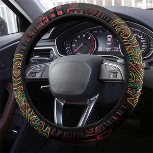 Afro-American Culture Steering Wheel Cover Adinkra Sankofa Heart - Cosmic Red