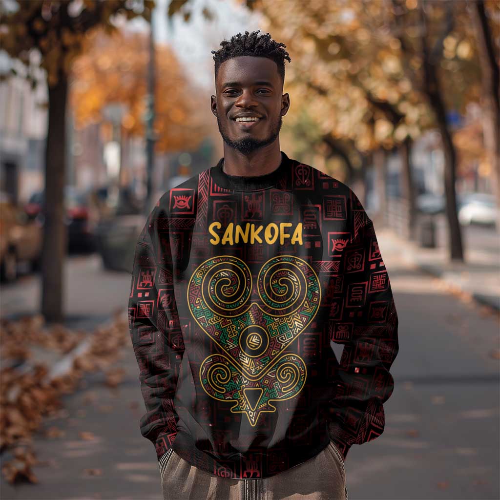 Afro-American Culture Sweatshirt Adinkra Sankofa Heart - Cosmic Red