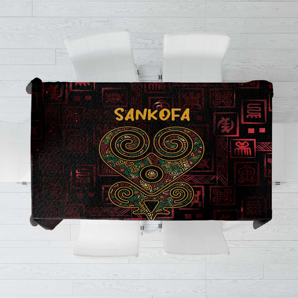 Afro-American Culture Tablecloth Adinkra Sankofa Heart - Cosmic Red