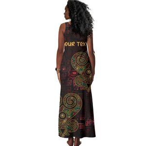 Afro-American Culture Tank Maxi Dress Adinkra Sankofa Heart - Cosmic Red