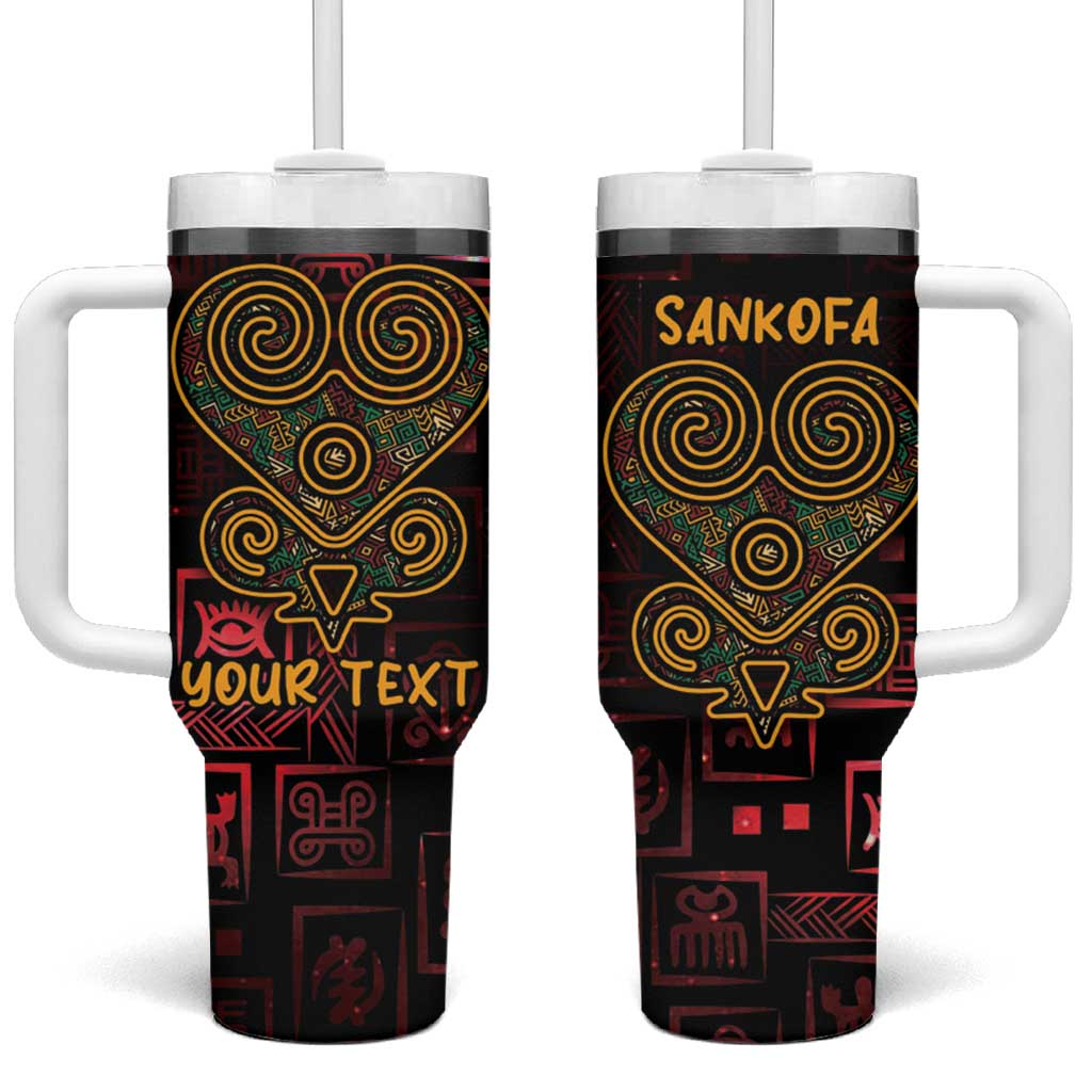 Afro-American Culture Tumbler With Handle Adinkra Sankofa Heart - Cosmic Red