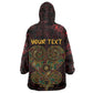 Afro-American Culture Wearable Blanket Hoodie Adinkra Sankofa Heart - Cosmic Red