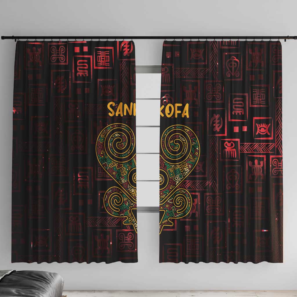 Afro-American Culture Window Curtain Adinkra Sankofa Heart - Cosmic Red