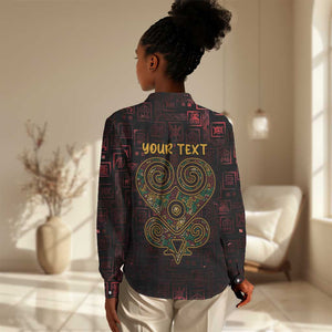 Afro-American Culture Women Casual Shirt Adinkra Sankofa Heart - Cosmic Red