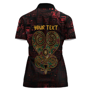 Afro-American Culture Women Polo Shirt Adinkra Sankofa Heart - Cosmic Red