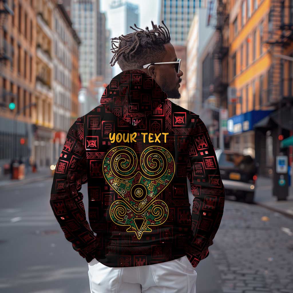 Afro-American Culture Zip Hoodie Adinkra Sankofa Heart - Cosmic Red