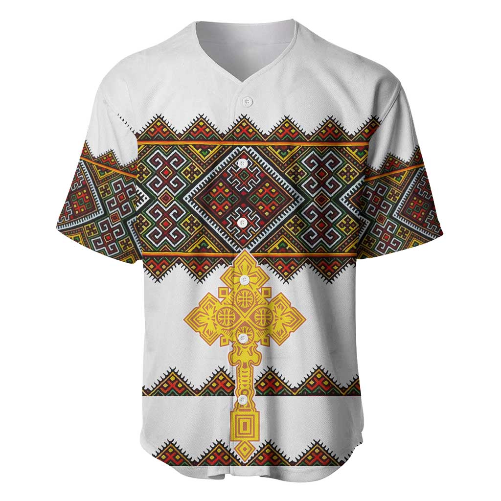 Eritrea Baseball Jersey Tilet Mix Eritrean Cross - White