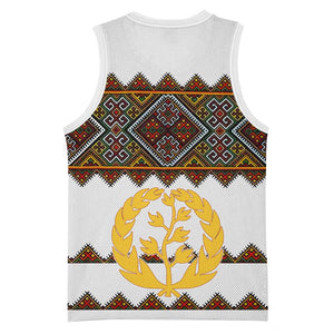 Eritrea Basketball Jersey Tilet Mix Eritrean Cross - White LT7