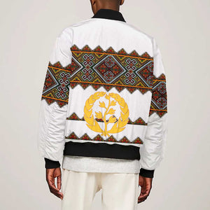 Eritrea Bomber Jacket Tilet Mix Eritrean Cross - White