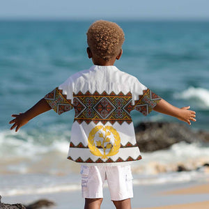 Eritrea Kid Hawaiian Shirt Tilet Mix Eritrean Cross - White