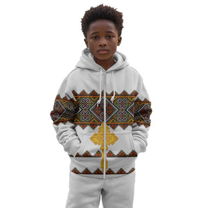 Eritrea Kid Hoodie Tilet Mix Eritrean Cross - White