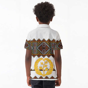 Eritrea Kid Polo Shirt Tilet Mix Eritrean Cross - White