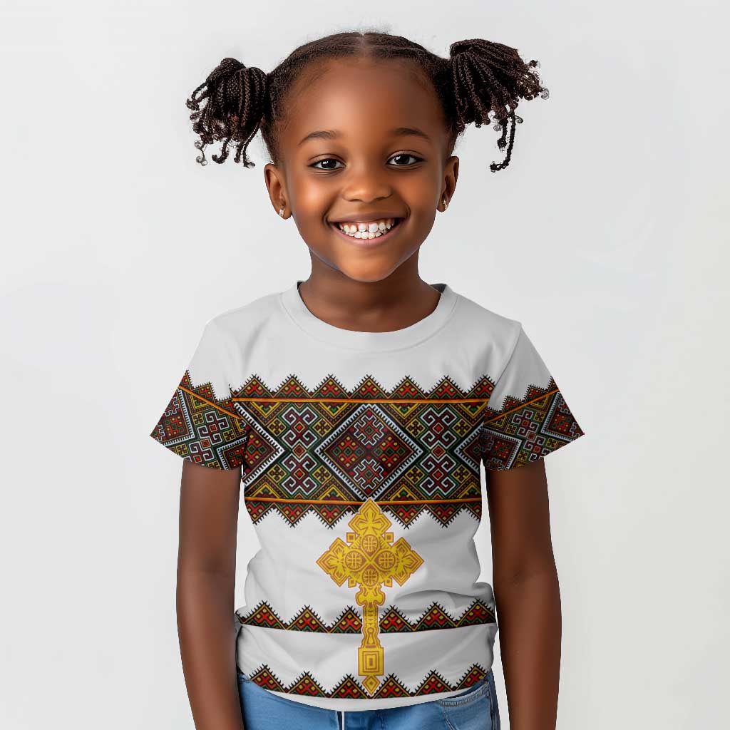 Eritrea Kid T shirt Tilet Mix Eritrean Cross - White